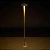 MORETTI LED-gatelampe Aura Disk, høyde 80 cm, antikk messing, IP65