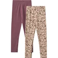 Wheat Leggings 2-pack - Jules - Soft Sand Flower Wine - - 8 år (128) - Leggings