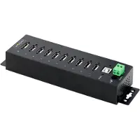 StarTech.com Startech 10-Port Industrial USB 2.0 Hub, Rugged USB Hub w/15kV Air/8kV Contact ESD Level 4 Protection, DIN/Wall/Desk Mountable USB-A Hub, Multiport USB Hub with Locking Ports - Metal Construction (US
