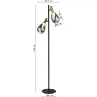 Kare gulvlampe Fari, grå, glass, høyde 164 cm, 2 lyskilder, G9