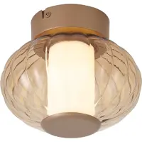 QAZQA Margherite Designer Brass Ceiling Lamp, 18cm, with Amber Glass & Integrated 3-Step Dimmable LED