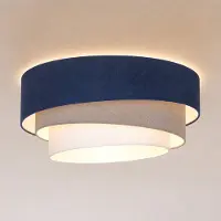 Duolla Taklampe Trio, mørkeblå/beige, Ø 60 cm, tekstil, E27