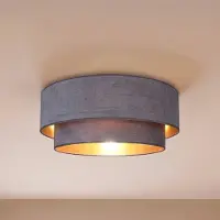 Duolla Taklampe Boho, grå/gull, Ø 60 cm, tekstil, E27