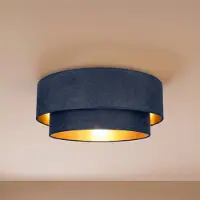 Duolla Taklampe Boho, mørkeblå/gull, Ø 60 cm, tekstil, E27