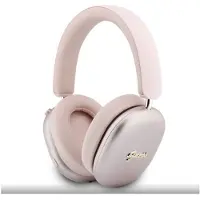 GUESS trådløse hodetelefoner med metallisk finish, gullfarget skriftlogo og ENC - Rosa