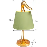 Kare bordlampe Duck, grønn, lin, høyde 61 cm, E27