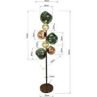Kare gulvlampe Burbuja. Flerfarget, glass, 168 cm, 7 lyskilder.