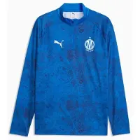 Puma Olympique de Marseille Quarter-Zip Warm-Up Top Men, Men, Royal/White, XXL