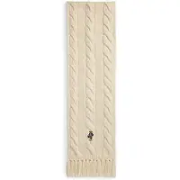 Ralph Lauren for woman. 455P18119003 Cable knit scarf with Polo Bear beige (OSFA), Casual, Wool