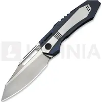 We Knife Bogey foldekniv, Blue & Satin Titanium, Hand Rubbed Satin