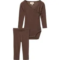Copenhagen Colors Sett - Leggings/Omslagsbody I/e - Dark Brown - - 62 - Langermet Body