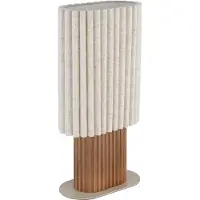 Globo Bordlampe Jannie, natur/brun/sand, lin, 45 cm, E27