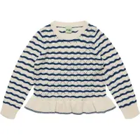 FUB Genser - Strikk - Hullmønster - Ull - Ecru/Deep Indigo - - 100 - Genser