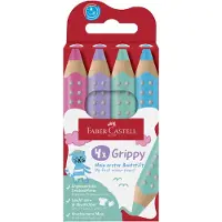 Faber-Castell trekantede fargeblyanter Grippy Pastell 4-pk med myk jumbo-mine (110702)