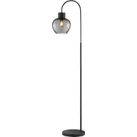 Brilliant Gulvlampe Ligari, svart/røykgrå, høyde 164 cm metall/glass