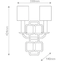 HINKLEY Vegglampe Sabina, svart, høyde 42 cm, 2 lyskilder, metall/tekstil