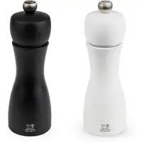Peugeot Tahiti Set of Manual Salt and Pepper Mills in Wood Black and White 15cm