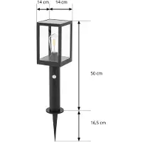 LINDBY LED-solcellegatelampe Relto, sensor, jordspyd, 50 cm