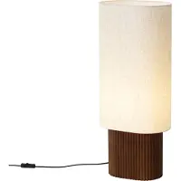 QAZQA Japandi gulvlampe i valnøttfarget tre med stoffskjerm 70 cm - Lamel