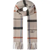 Hackett for man. HM0400110 Beige Plaid Logo Scarf (OSFA), Casual, Wool, Classic