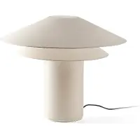 Faro Shan bordlampe, beige, pergament/stål, høyde 48,5 cm