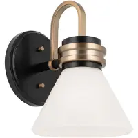 Kichler Vegglampe Farum 1, svart/bronsefarget, stål, glass, G9