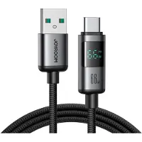 JOYROOM 66W USB-kabel USB til USB-C med digital skjerm 1,2 m - Svart