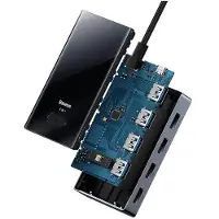 Baseus PioneerJoy 4xUSB-A 3.0 USB-C-hub – grå