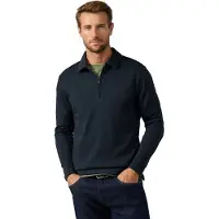 Hackett for man. HM5800134 Waffle mairno logo zip-up polo sweatshirt (XL), Casual, Polyester, Long sleeve, Navy