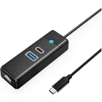 ORICO PW3UR25-C3 USB-hub 3 porter: USB-A 3.0, USB-C 3.0, RJ45 2,5G, 0,5 m – svart