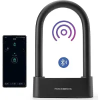 RockBros 32210818001 SMART Bicycle Lock with Fingerprint Reader and Bluetooth Connectivity - Black
