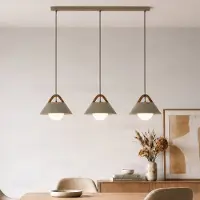 Luminex Hengelampe Funda, beige, lengde 110 cm, 3 lyskilder, metall/glass
