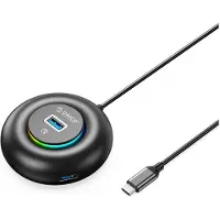 ORICO YXR4-C3 RGB USB-hub med 4 USB-A 3.0-porter og lyd-/mikrofonport, 1,8 m – svart