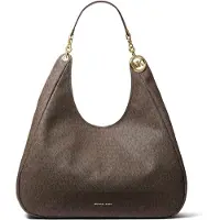 Michael Kors for woman. 30F6GEJE7B Ellie large shoulder bag with brown logo (OSFA), Casual, Canvas