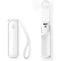 JISULIFE Handheld Fan Life8 Mini Portable USB Fan with 2000mAh Power Bank and Flashlight - White