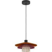 Eglo hengelampe PIGNONA, rød/oransje/hvit, Ø 32 cm, tekstil