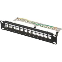 Lanberg PATCH PANEL EMPTY 12 PORT 1U 10 FTP MED ORGANISATOR FOR KEYSTONE MODULER SVART LANBERG