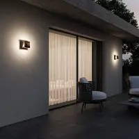MORETTI LED-vegglampe Aura Edge, utstikk 20 cm, antikk messing, IP65