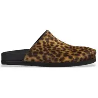 Semicouture for woman. Y6WZ04 Alethea brown leather clog (37), Flat, None, Casual, Animal Print