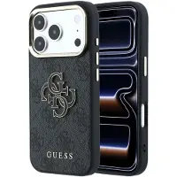 GUESS 4G & Big Resin-logoetui til iPhone 17 Pro Max / 18 Pro Max – svart