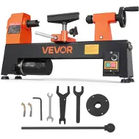 Vevor Tredreiebenk 1/3 HK 200x330 mm Mini Benkdreiebenk med variabel hastighet, 150 til 3200 o/min, Trebearbeidingsmaskin med verktøyholder, skiftenøkler, føtter, for nybegynnere, gjør-det-selv-entusi