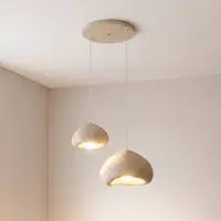 Opviq Hengelampe Lora, beige, bredde 70 cm, 2 lyskilder, glassfiber, E27