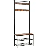 Vasagle Garderobestativ med benk og skohylle i industriell design - 177 cm