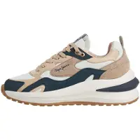 Pepe Jeans for woman. PLS600075 Winslow Earth beige leather sneakers (38), 3 to 5 cm, Split Leather, Laces, Casual
