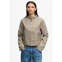 Superdry for woman. W5012220A Brown Houndstooth Check Moto Jacket (L), Casual, Polyester