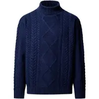 Hackett London for man. HM7000289 Navy Argyle turtleneck sweater (XXL), Casual, Wool, Classic