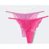 Gina Tricot  - 3-pack lace thong - truser i 3-pack - Lilla - S - Dame