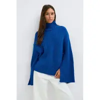 Gina Tricot  - Knitted turtleneck sweater - Pologensere - Blå - L - Dame