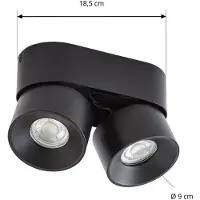 PRIOS Rotari basic-spotlight, 2 lyskilder, svart, 18 cm, GU10