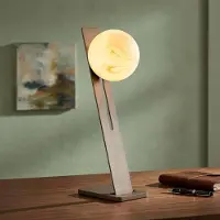 Searchlight Bordlampe Carrara, brun, metall, marmorerte glasskule